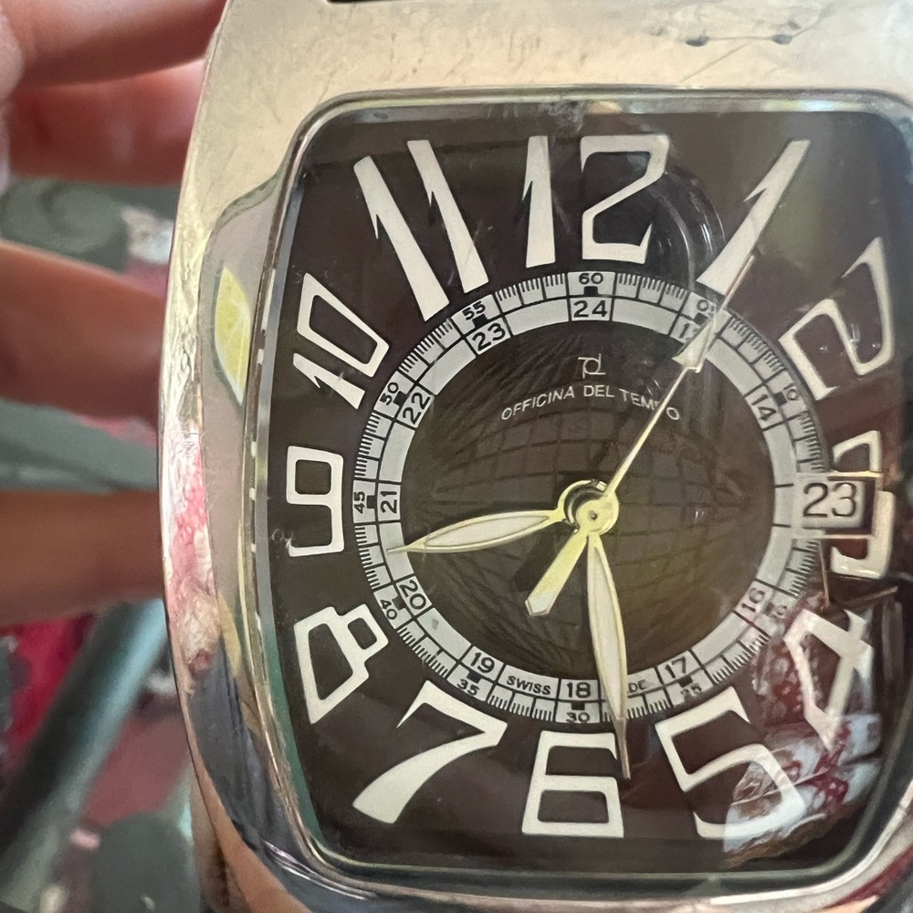 Officina Del Tempo Silver Watch with Black Dial